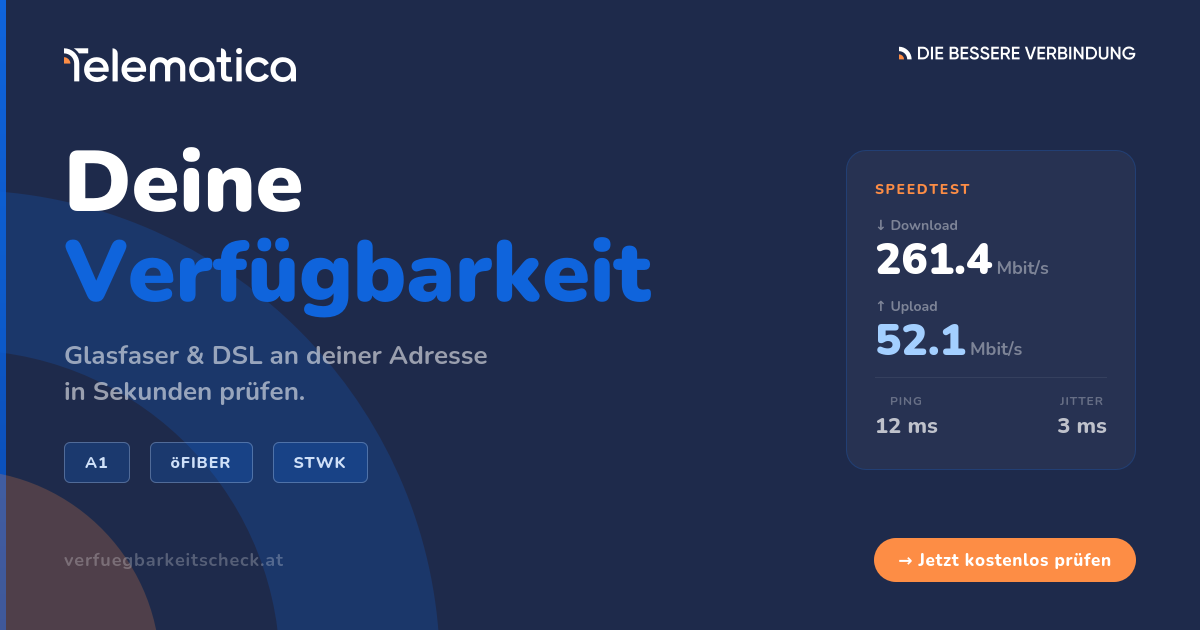 Internetverfügbarkeit prüfen Österreich – Glasfaser & DSL | Telematica